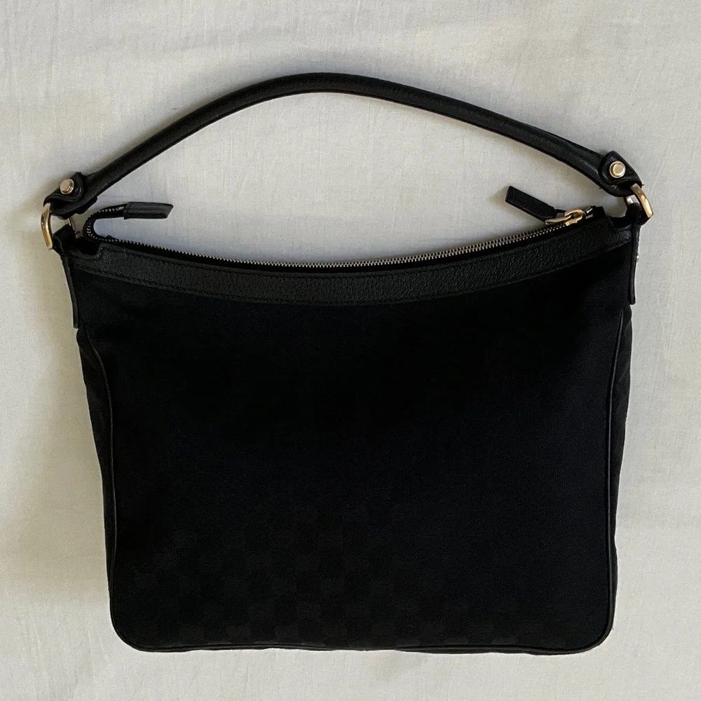 GUCCI Vintage GG Canvas Abbey D-Ring Pocket Hobo Black
